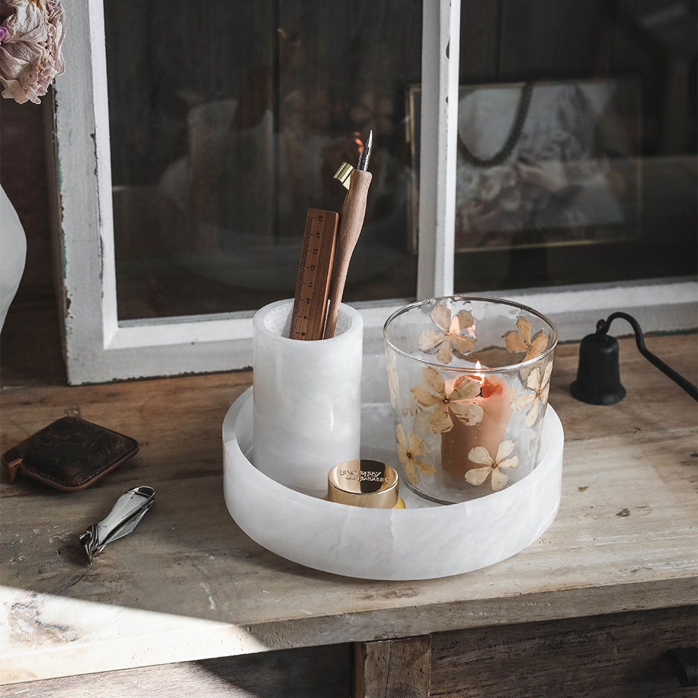 Round Alabaster Tray