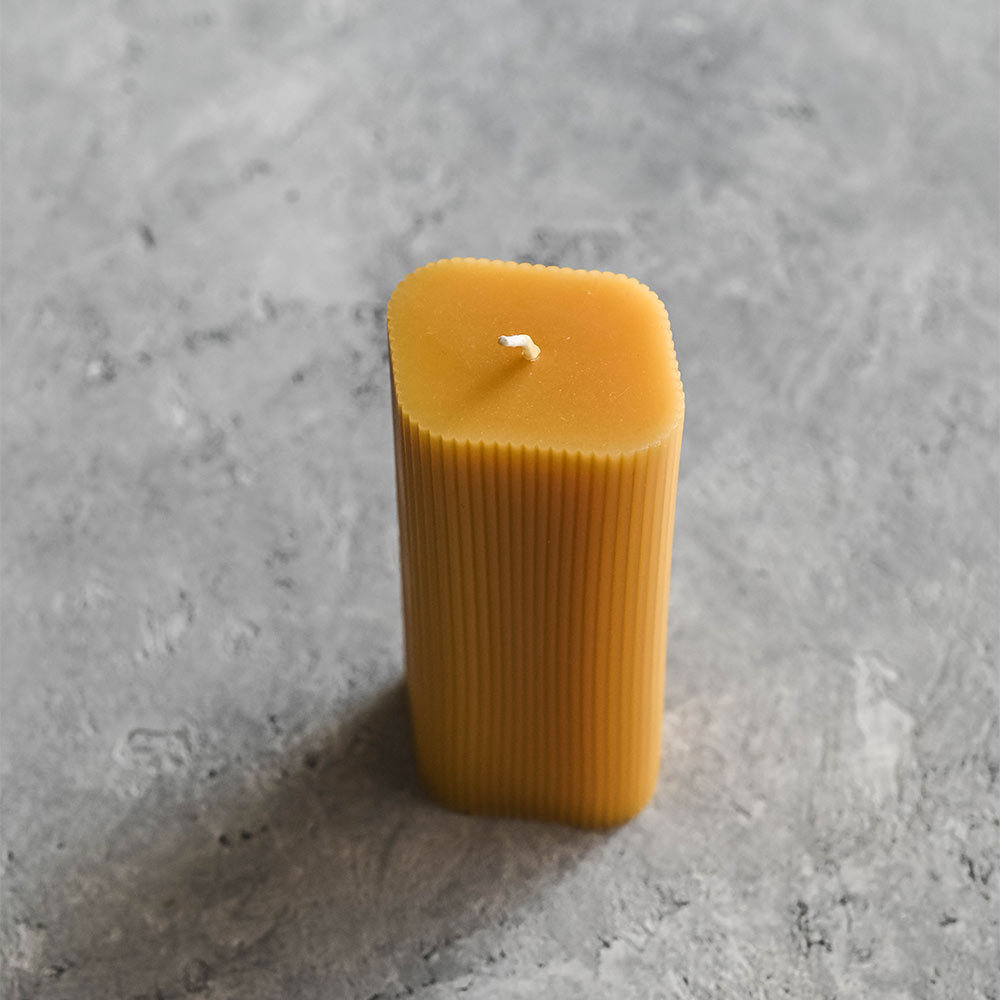 Fluted Diamond Beeswax Pillar Candle