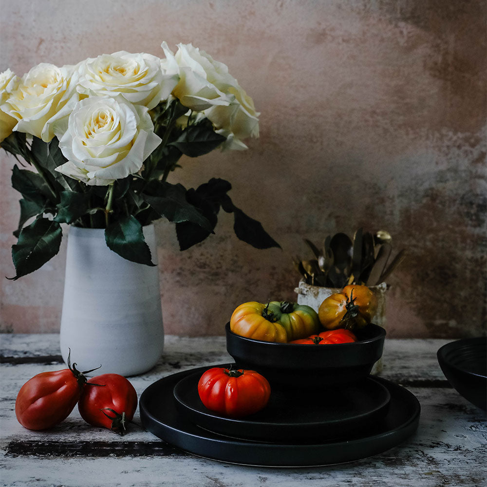 Black Ceramic Salad Plate