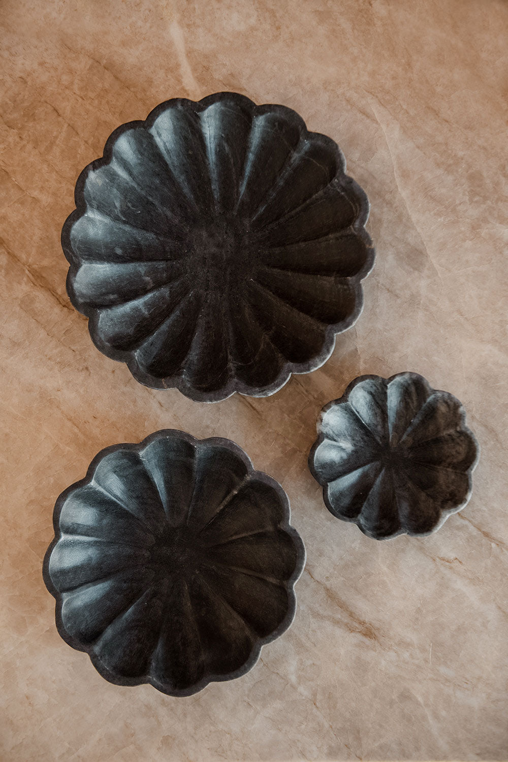 Black Marble Scalloped Tray