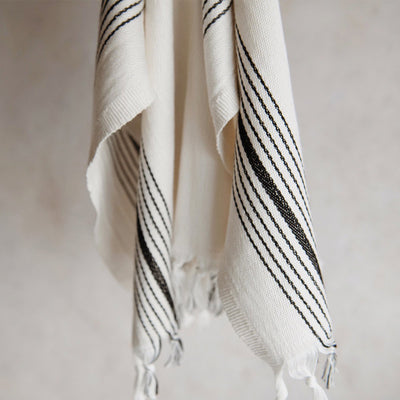 Handwoven Turkish Hand Towel - Black Stripe