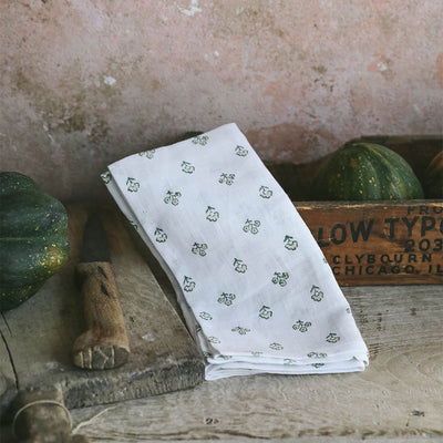 Hand Block-Printed Linen Napkin Set - Green