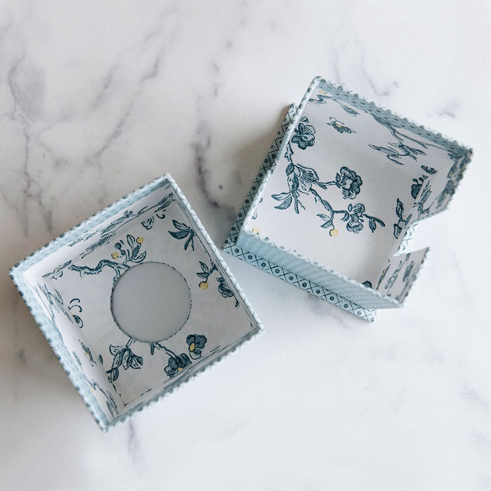 Hand Block-Printed Tissue Box - Blue