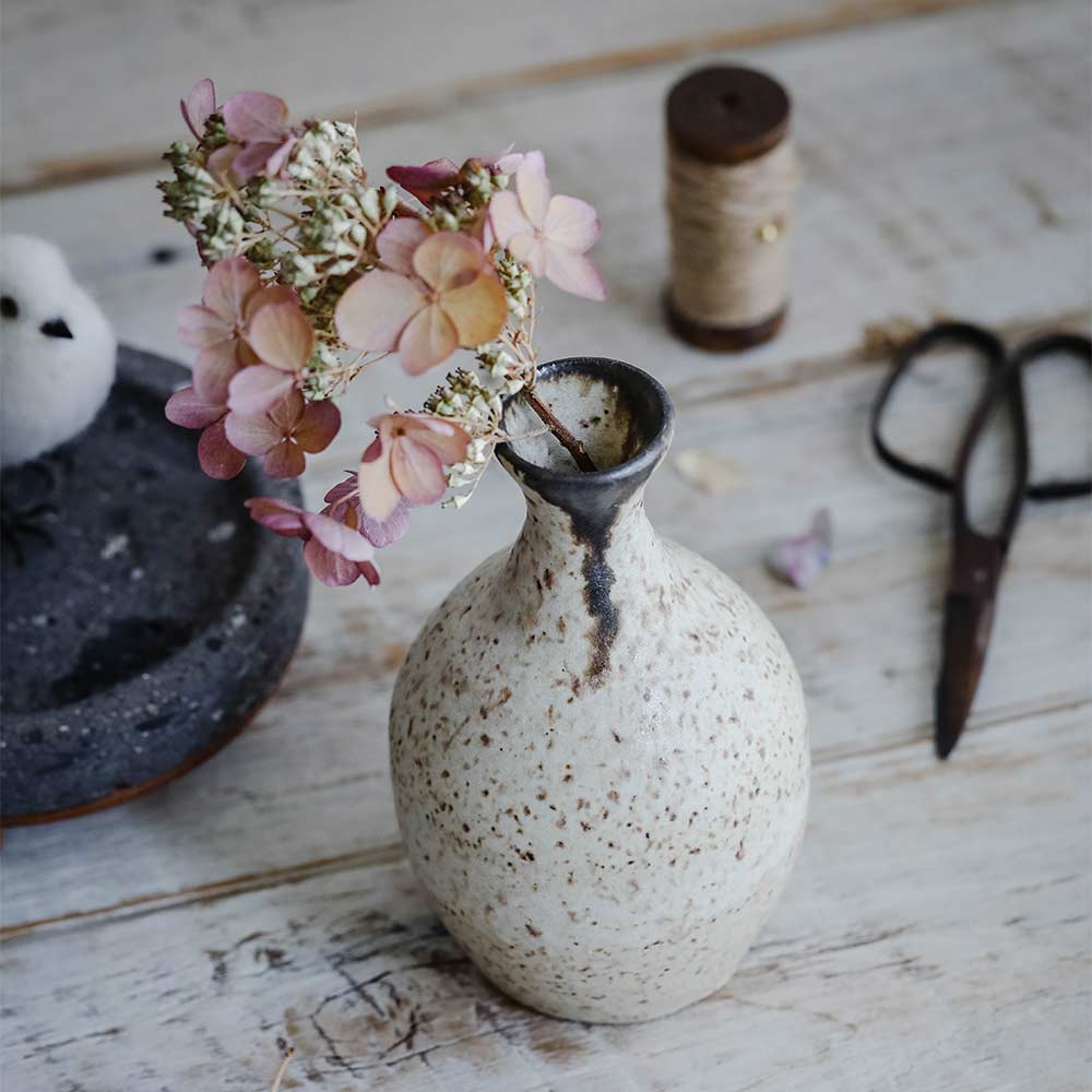 Brown Stoneware Bud Vase