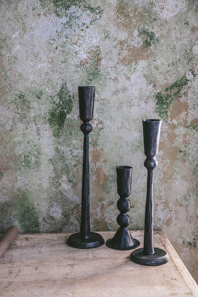 Hand-Forged Iron Candlestick Set