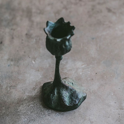 Cast Bronze Poppy Candlestick - Small