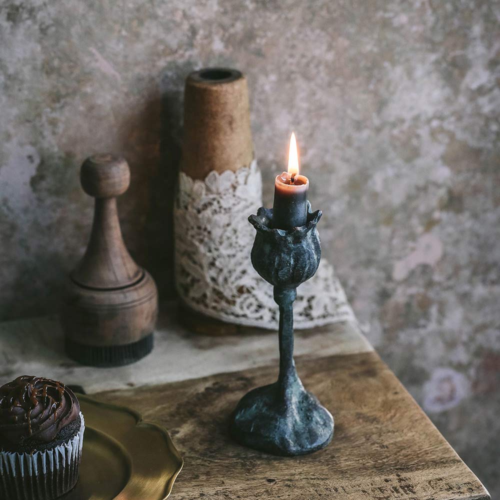 Cast Bronze Poppy Candlestick - Small