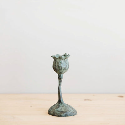 Cast Bronze Poppy Candlestick - Small