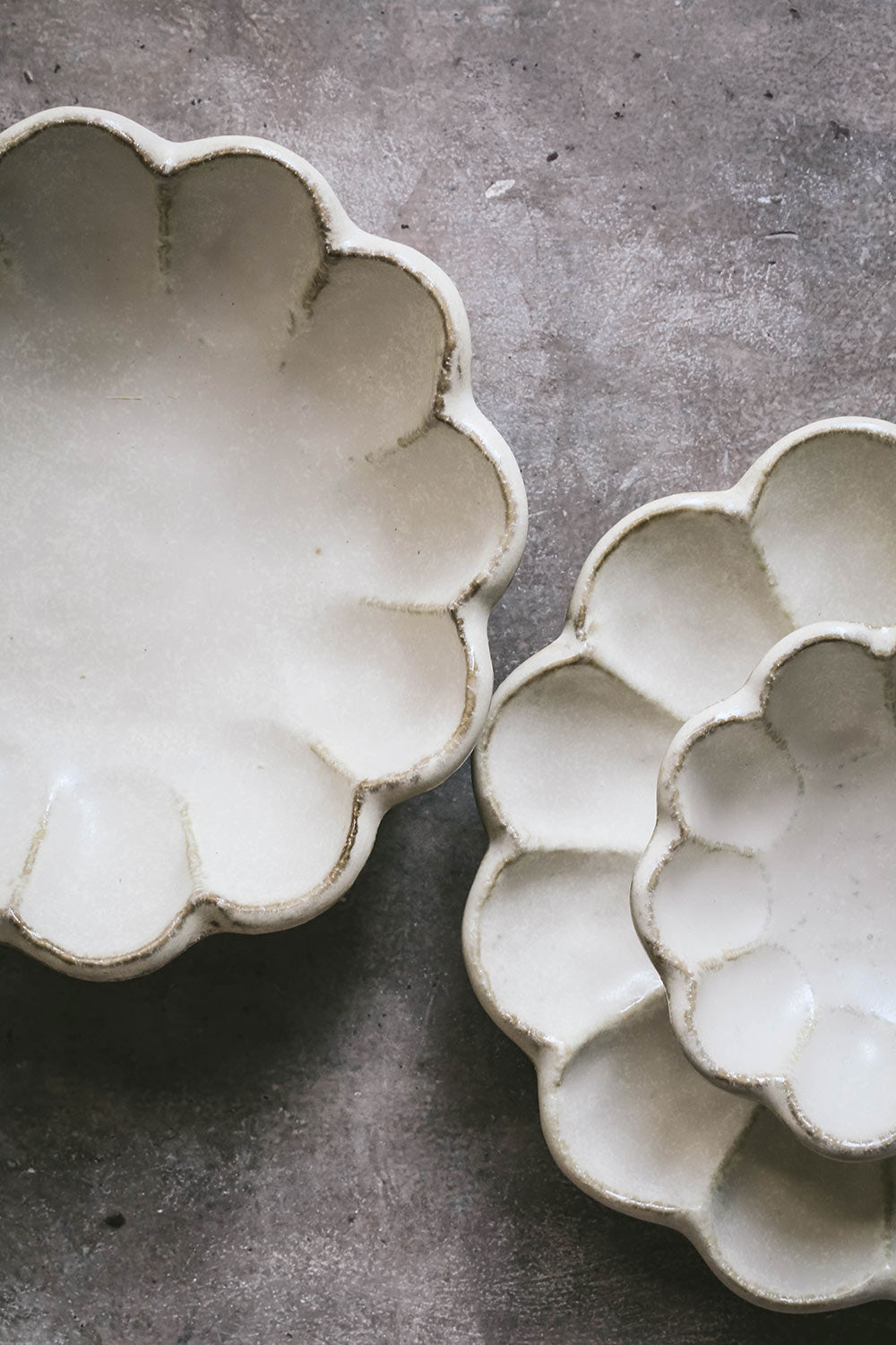 Footed Ceramic Petal Bowl
