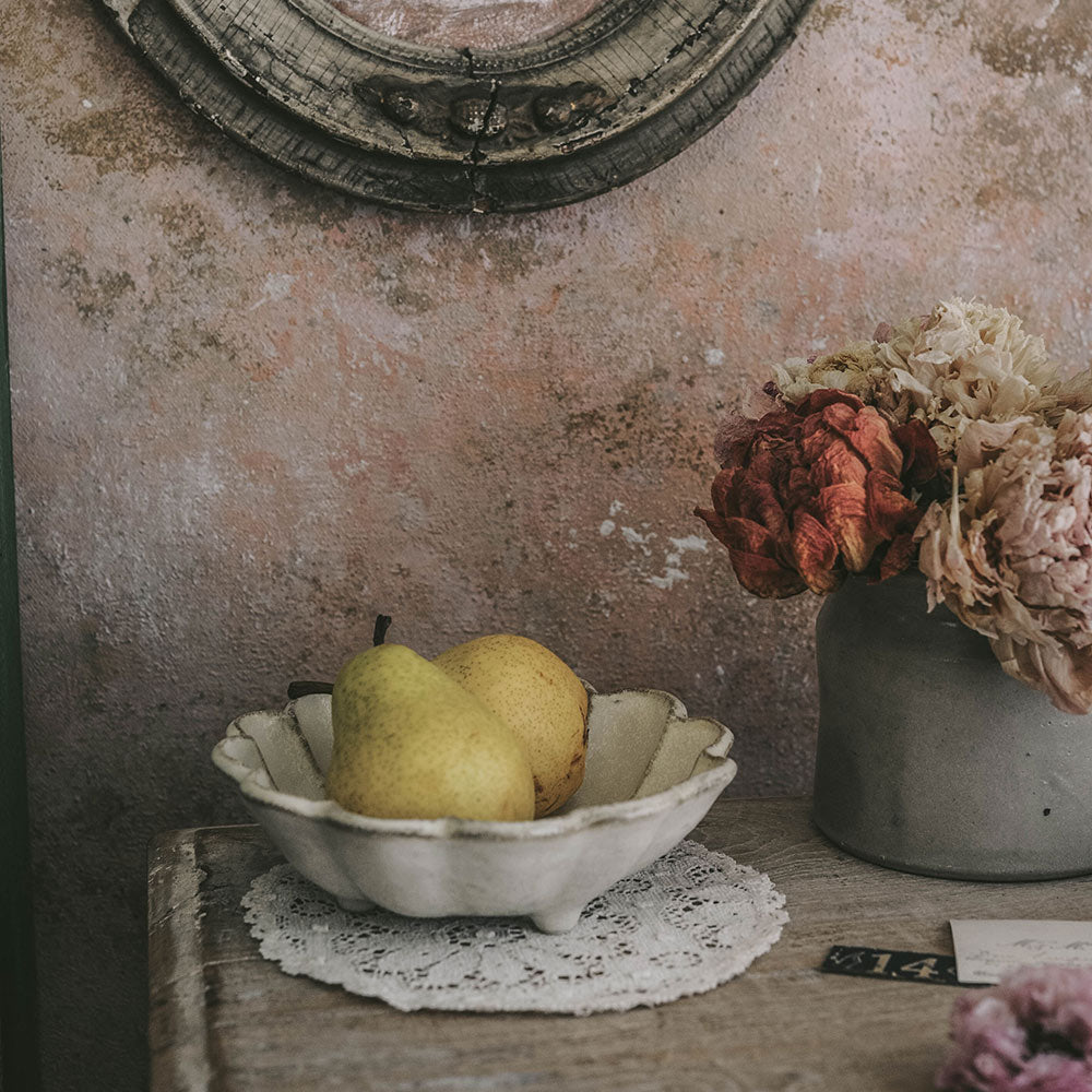 Footed Ceramic Petal Bowl