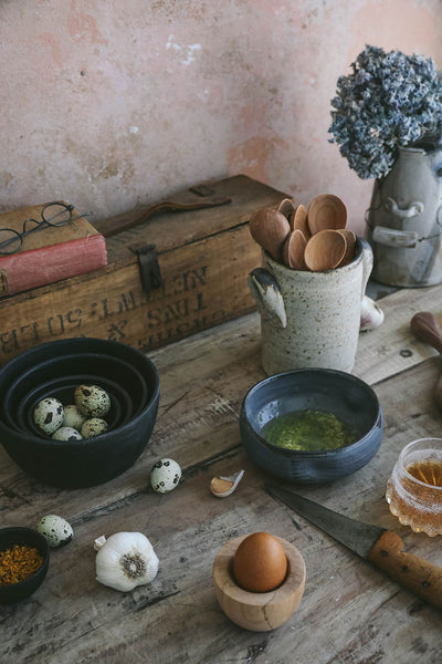 Ceramic Garlic Grater Bowl - Dark