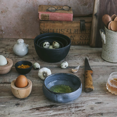 Ceramic Garlic Grater Bowl - Dark