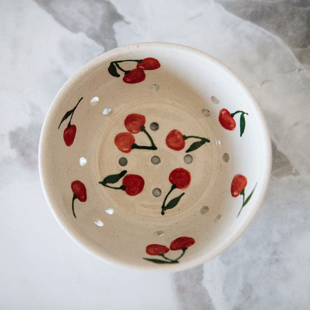Ceramic Berry Colander Bowl - Cherry