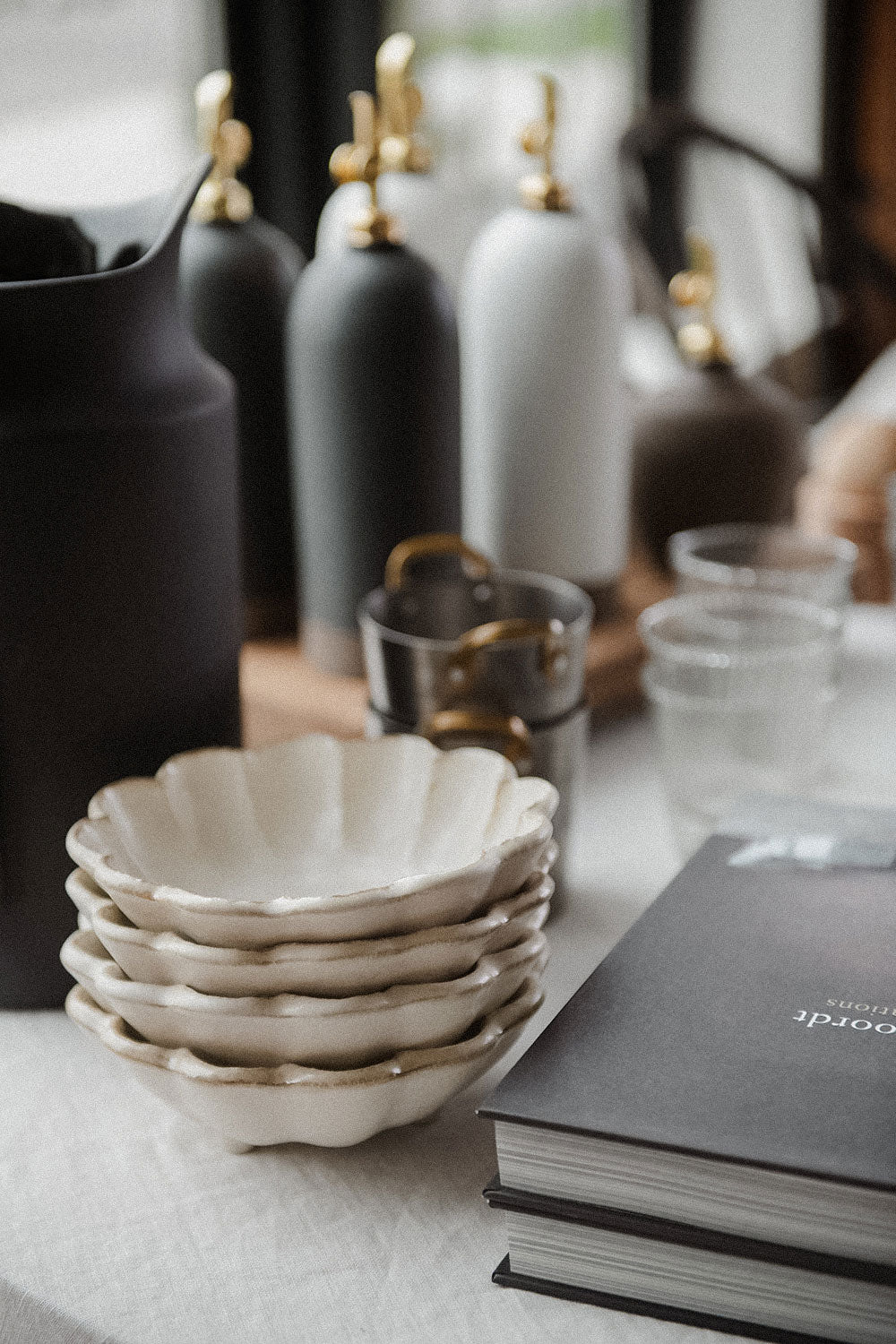 Footed Ceramic Petal Bowl