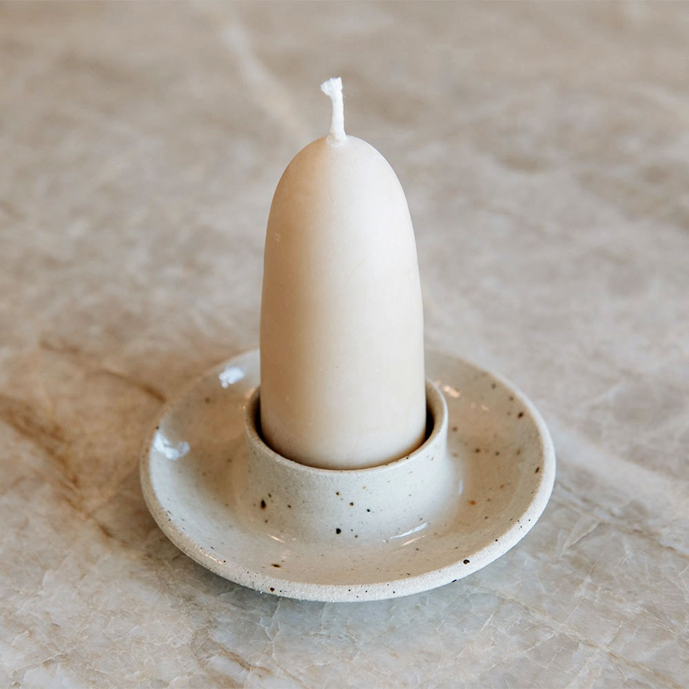 Ceramic Stubby Candle Holder - Speckle