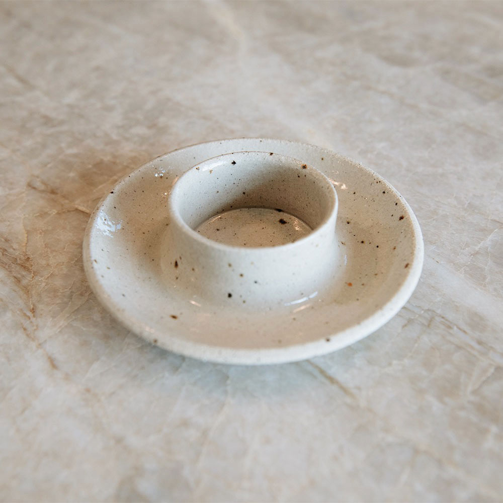 Ceramic Stubby Candle Holder - Speckle