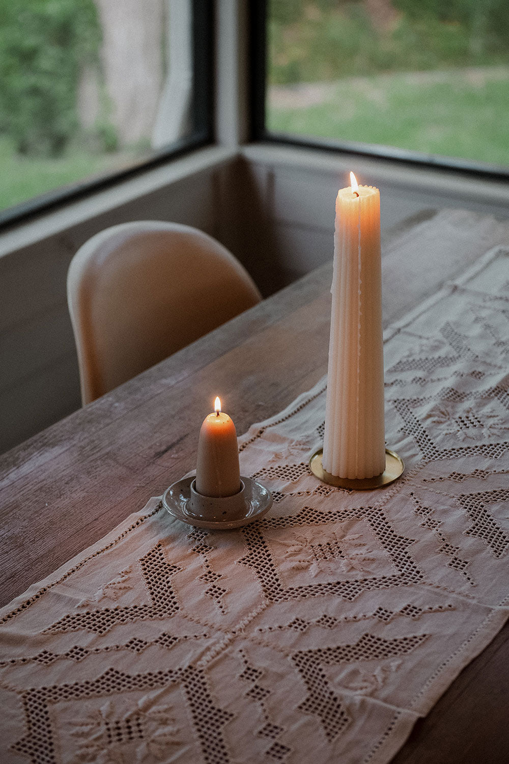 Ceramic Stubby Candle Holder - Speckle