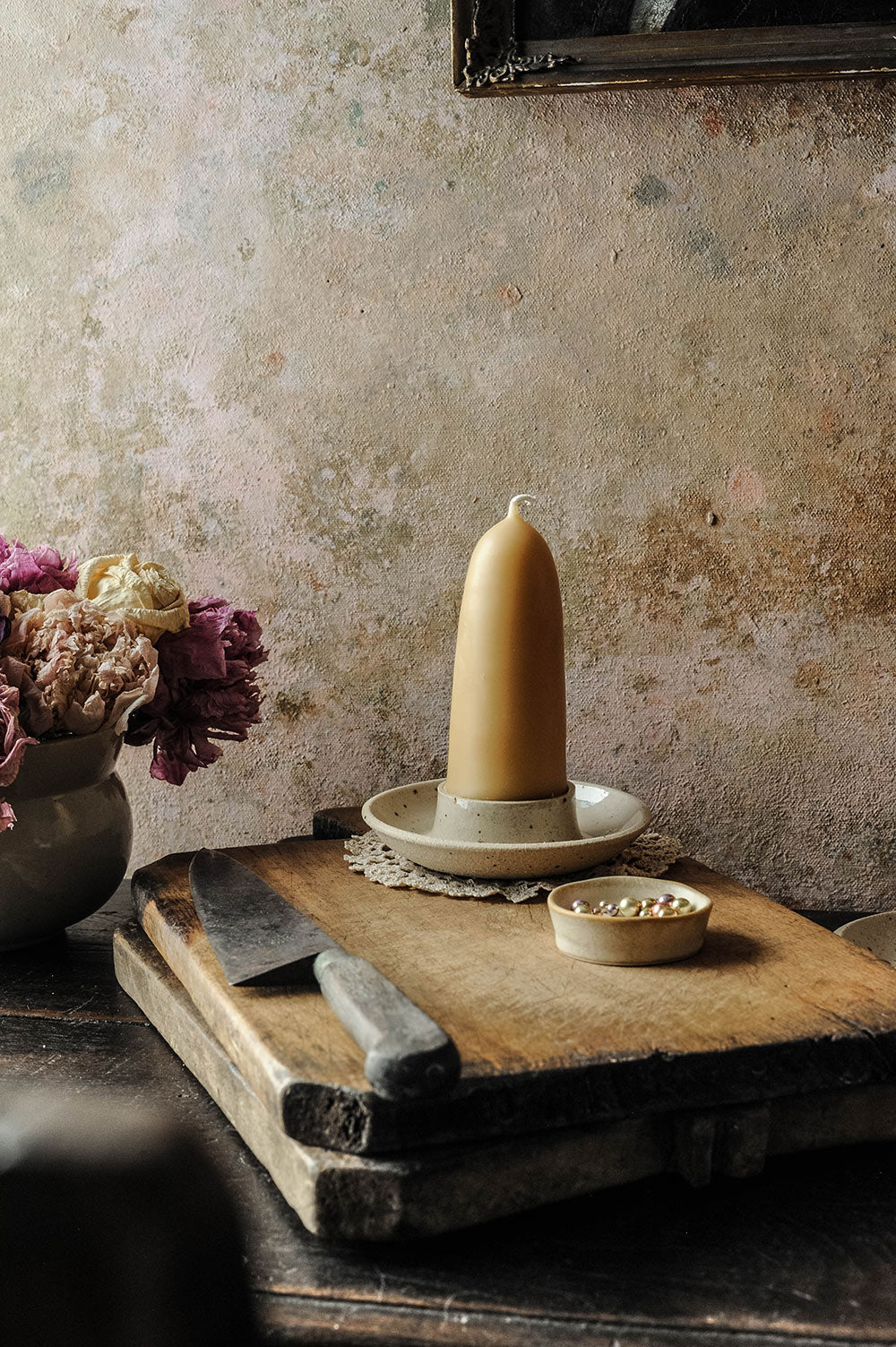 Ceramic Stubby Candle Holder - Speckle
