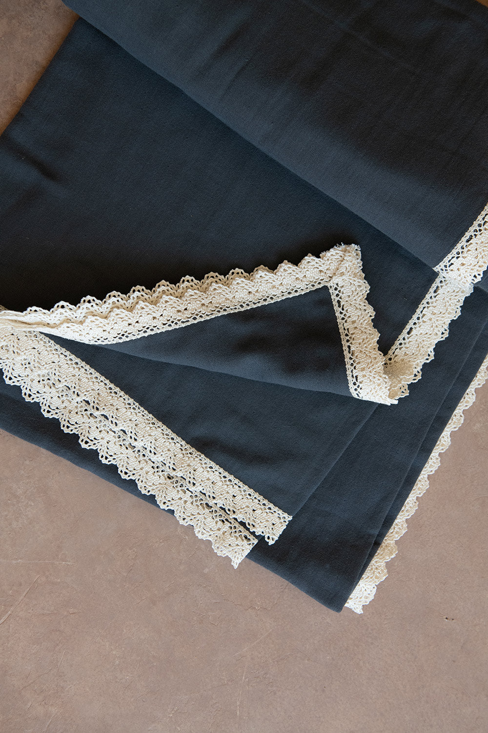 Charcoal Lace Cotton Tablecloth