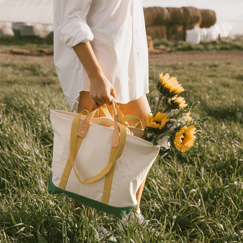 Cotton Canvas Zippered Tote