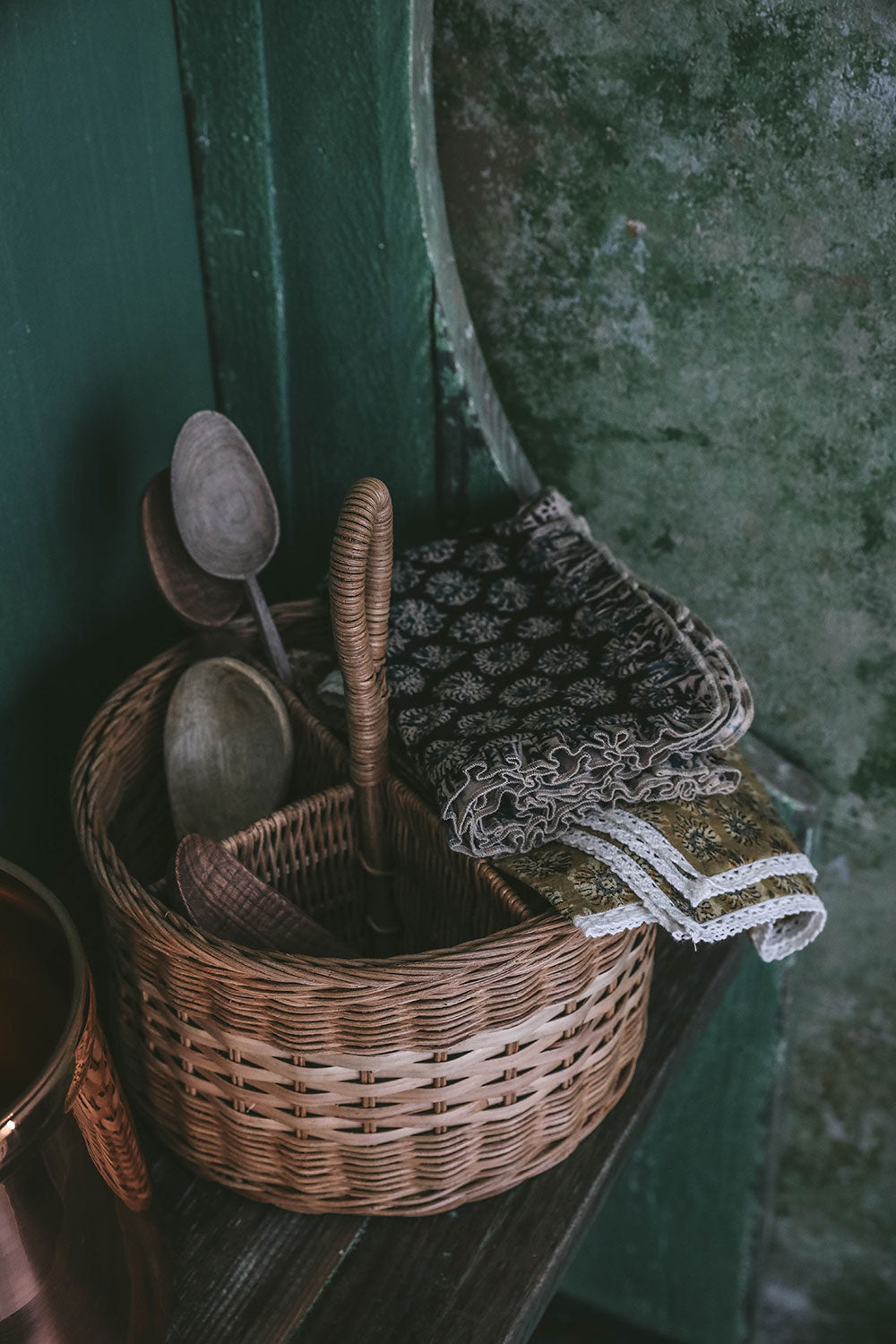 Block-Printed Tea Towel - Ruffle Edge