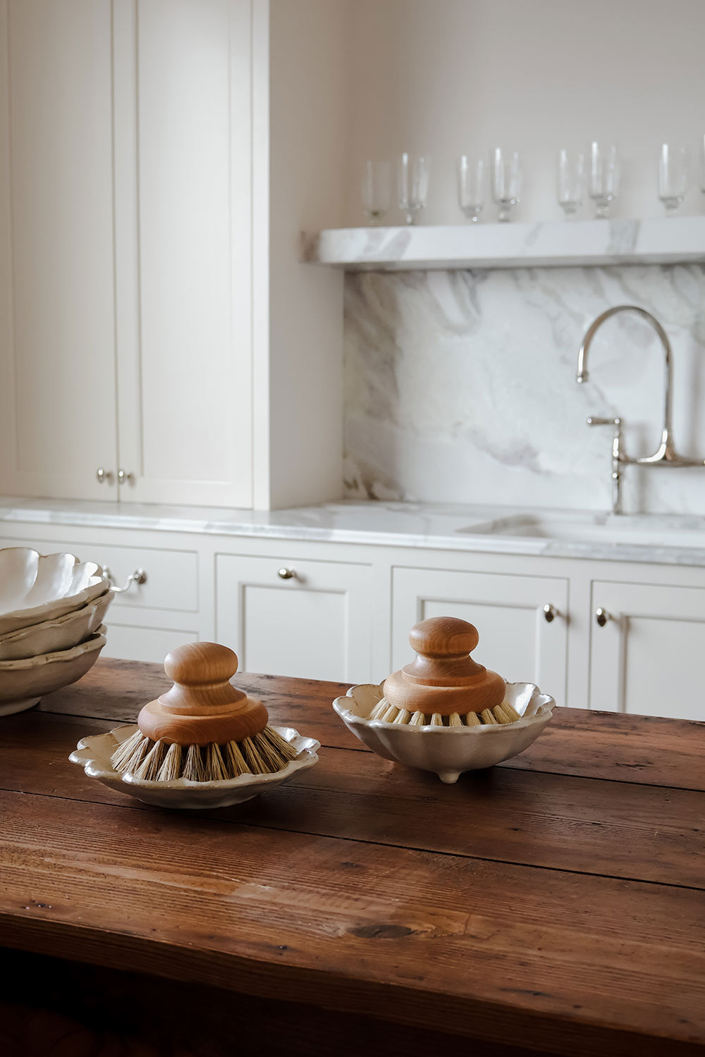 Footed Ceramic Petal Bowl