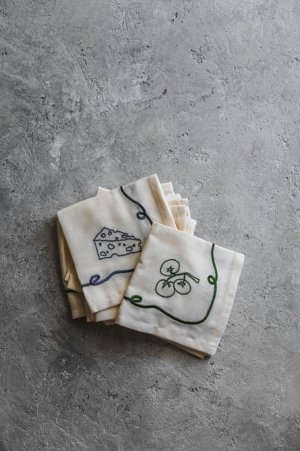 Embroidered Cocktail Napkin Set - Green
