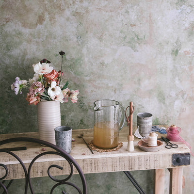 Etched Artisan Glass Pitcher