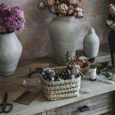 Open Weave Palm Leaf Table Basket