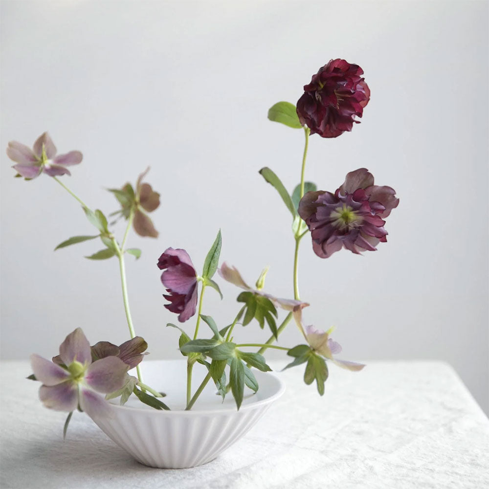 Fluted Ceramic Flower Frog Dish