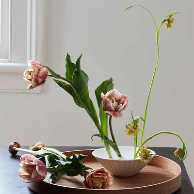 Fluted Ceramic Flower Frog Dish