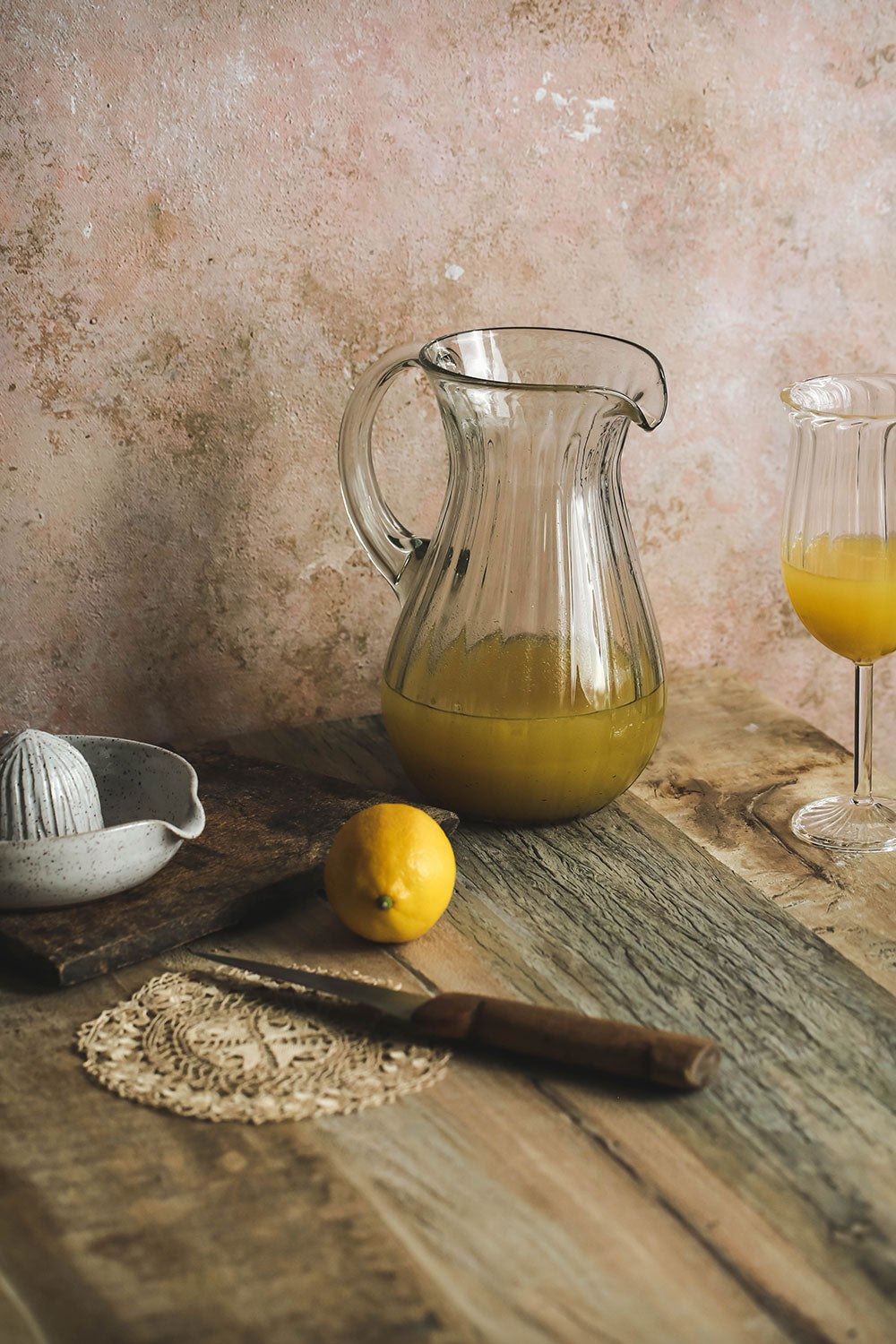 Handblown Fluted Glass Pitcher
