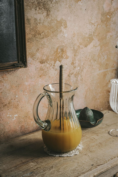 Handblown Fluted Glass Pitcher