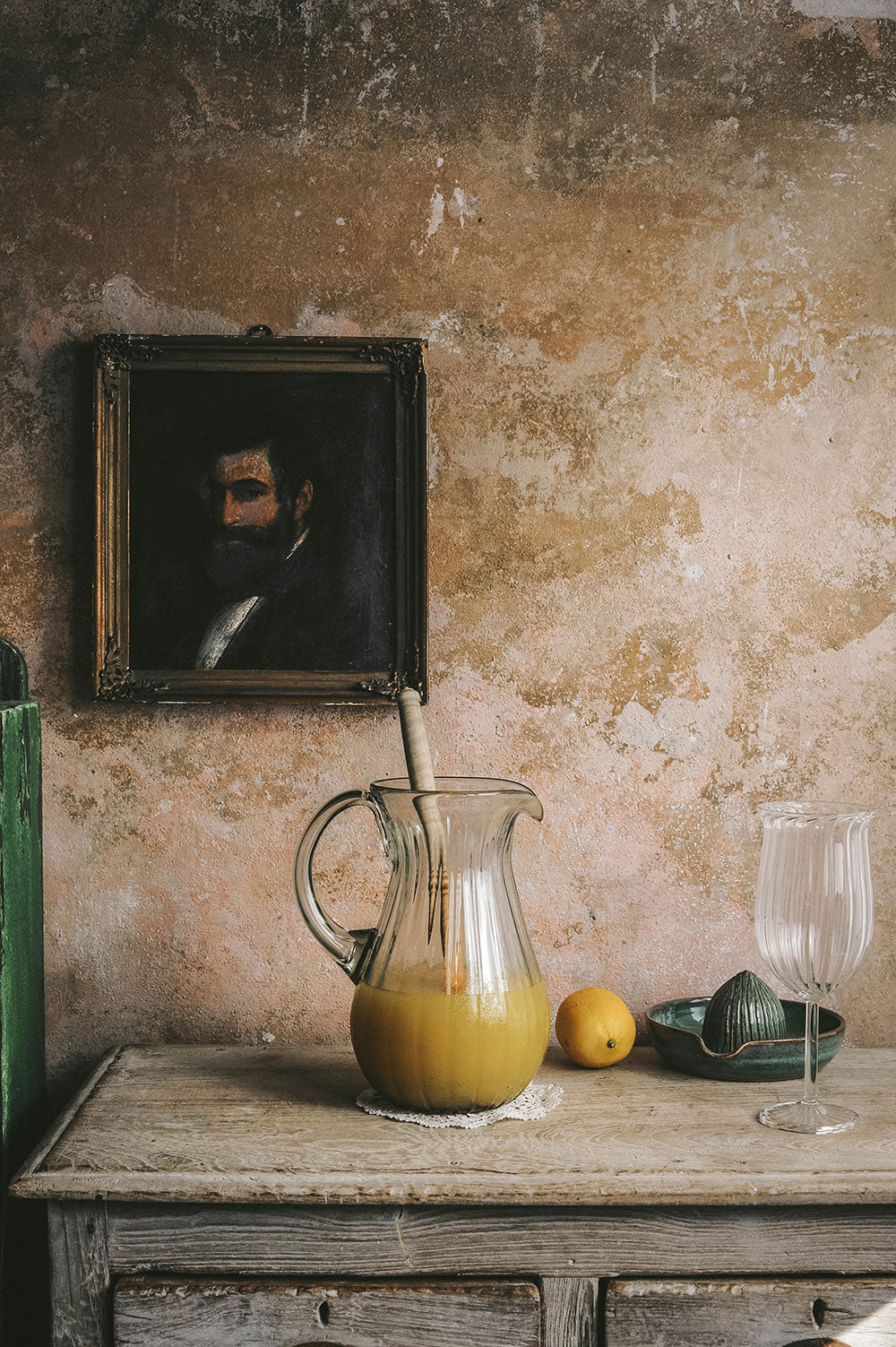 Handblown Fluted Glass Pitcher