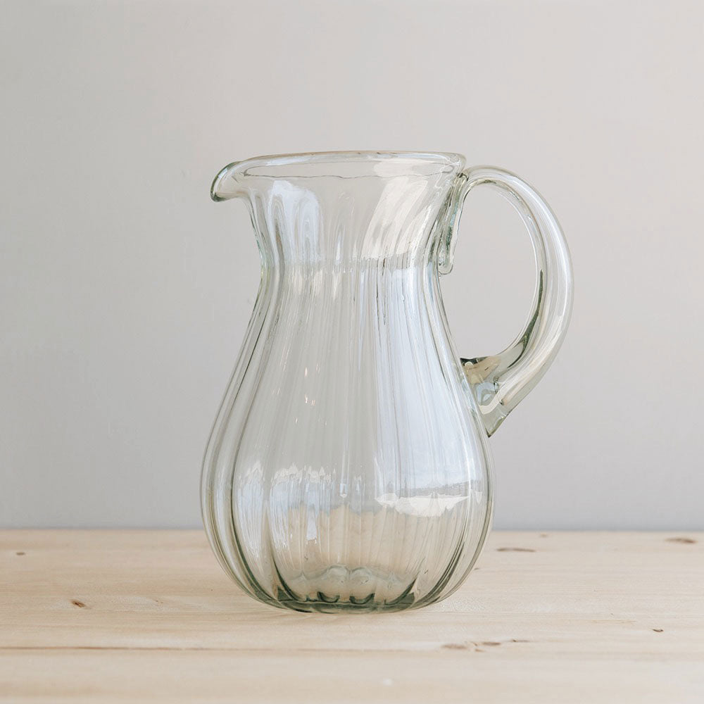 Handblown Fluted Glass Pitcher