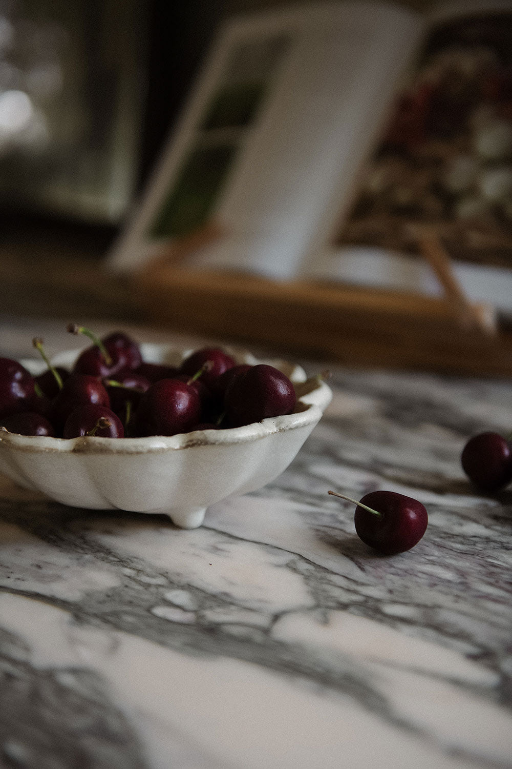 Footed Ceramic Petal Bowl