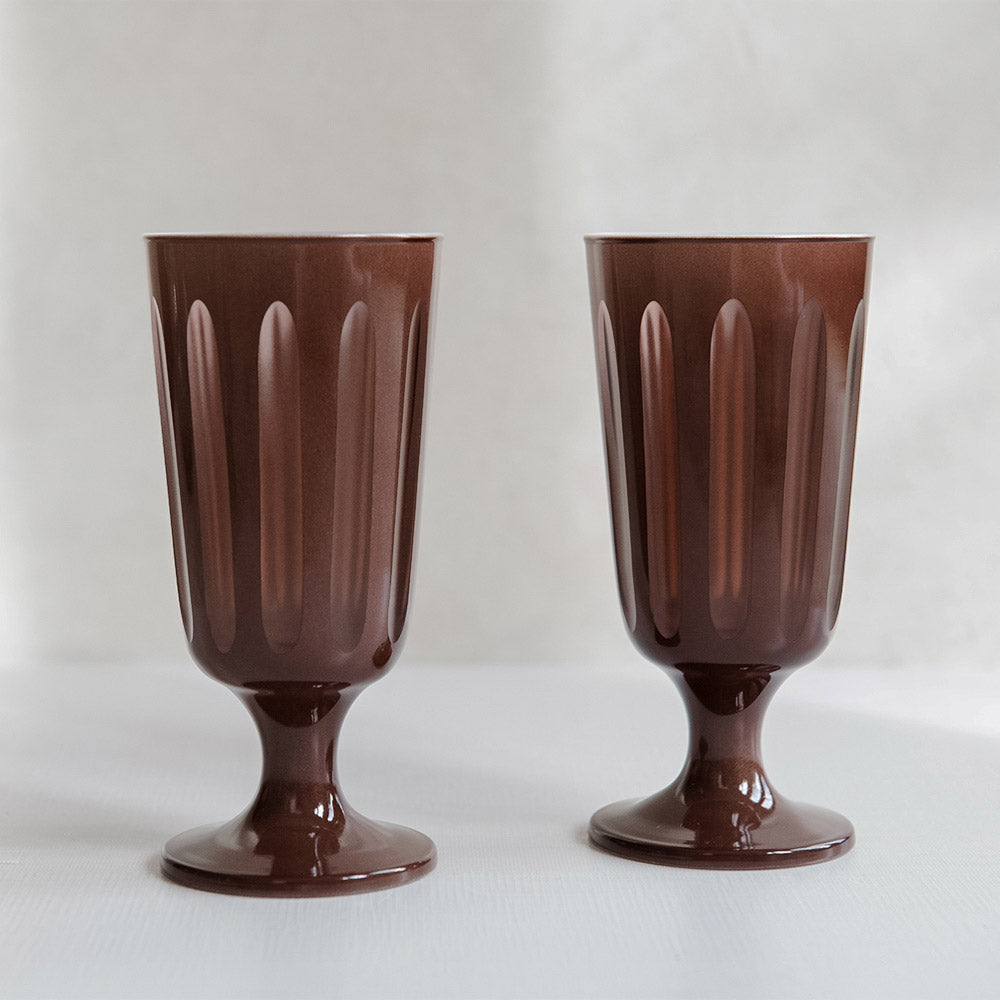 Footed Drinking Glass Set - Chestnut