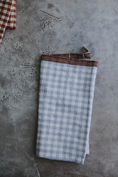 Gingham Linen Napkin Set - Dusty Blue