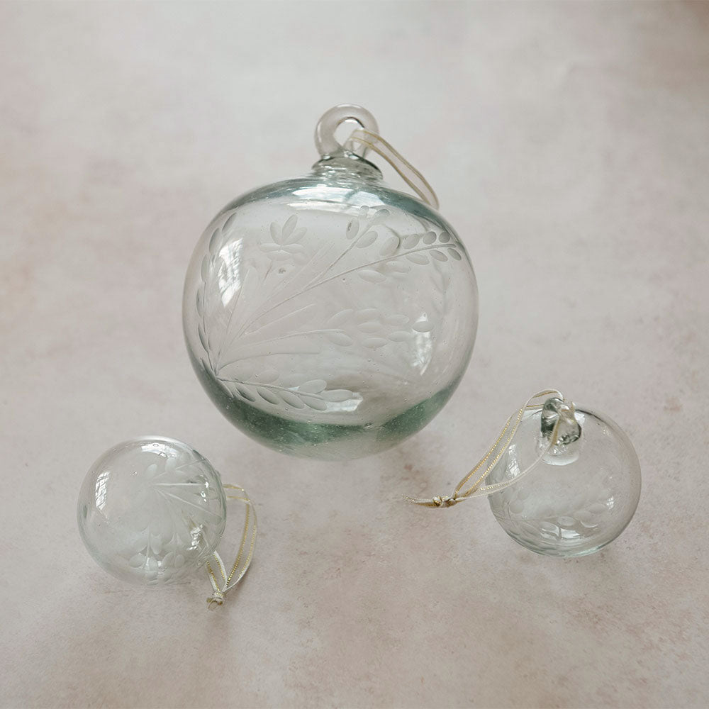 Handblown Etched Glass Ornament - Large