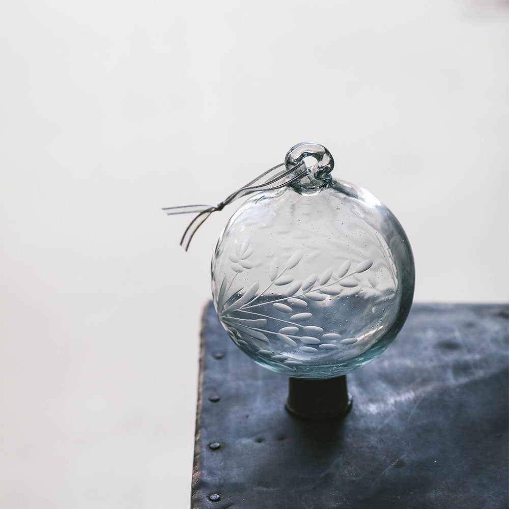 Handblown Etched Glass Ornament - Large