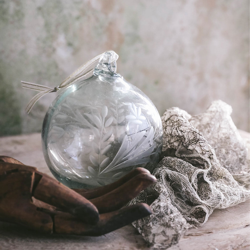 Handblown Etched Glass Ornament - Large