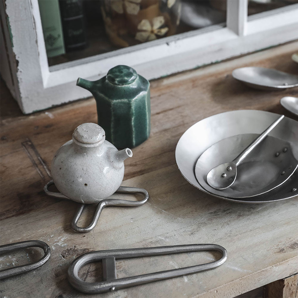 Hand Forged Spoon Rest Set - Pewter