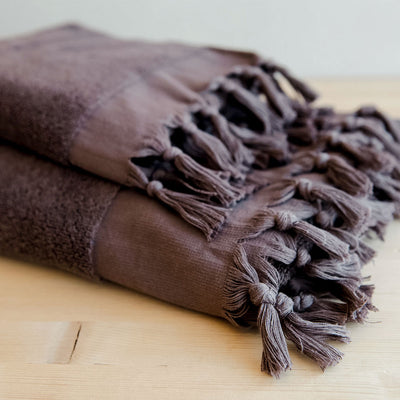 Hand-loomed Cotton Towel - Plum Chocolate