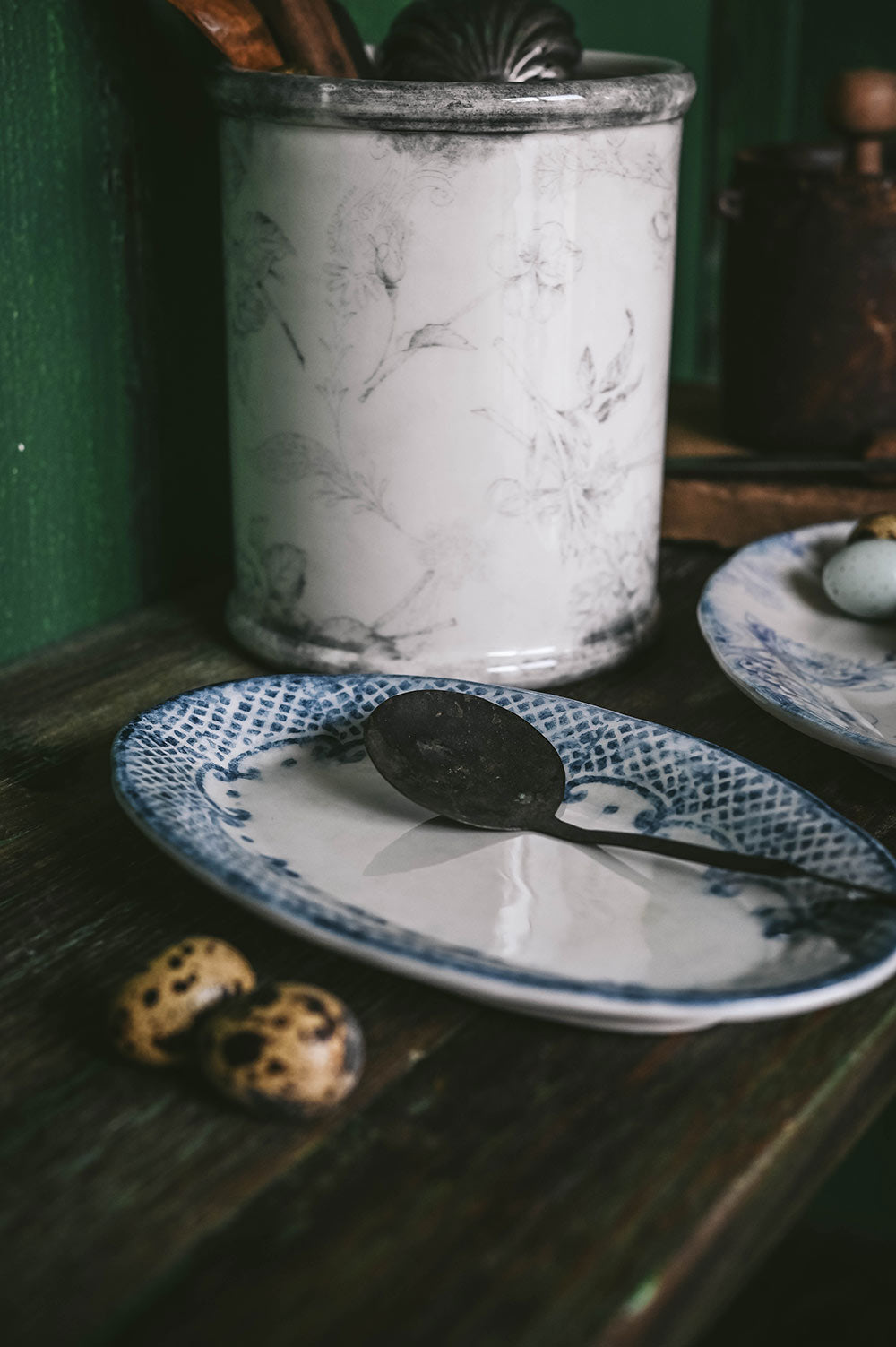 Hand-Painted Indigo Ceramic Tray