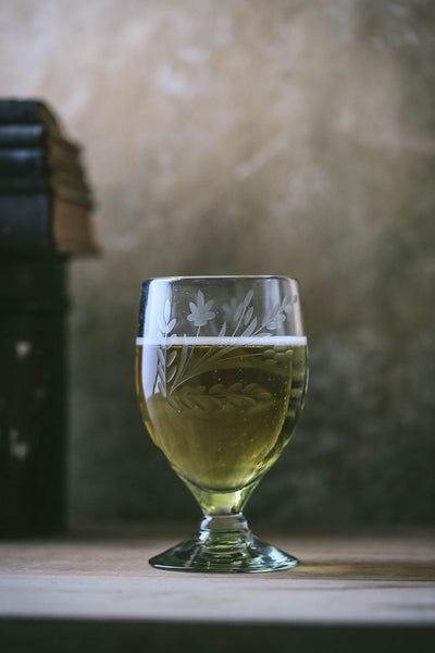 Hand-etched Floral Goblet