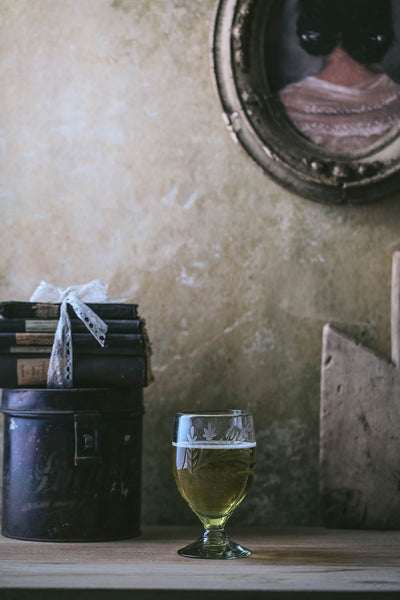 Hand-etched Floral Goblet