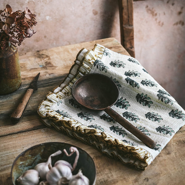Block-Printed Heavyweight Linen Tea Towel