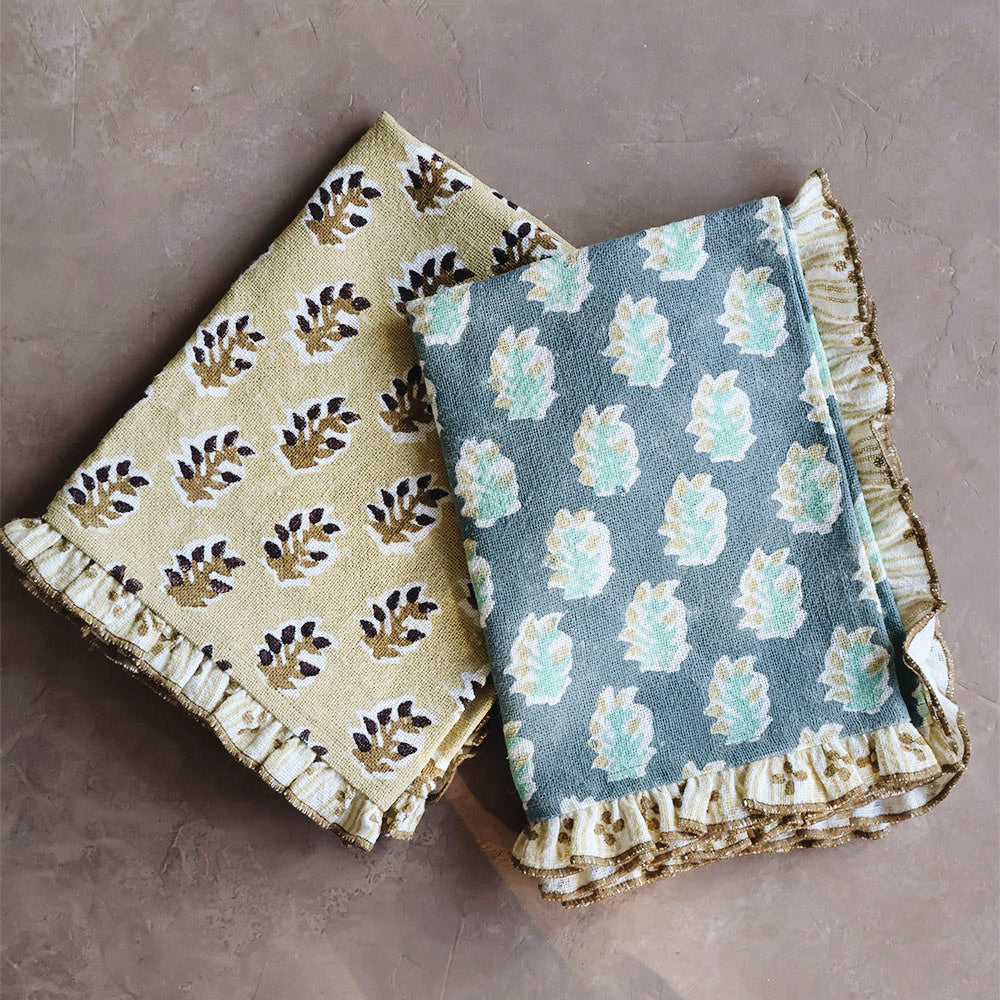 Dawn Block-Printed Heavyweight Linen Tea Towel
