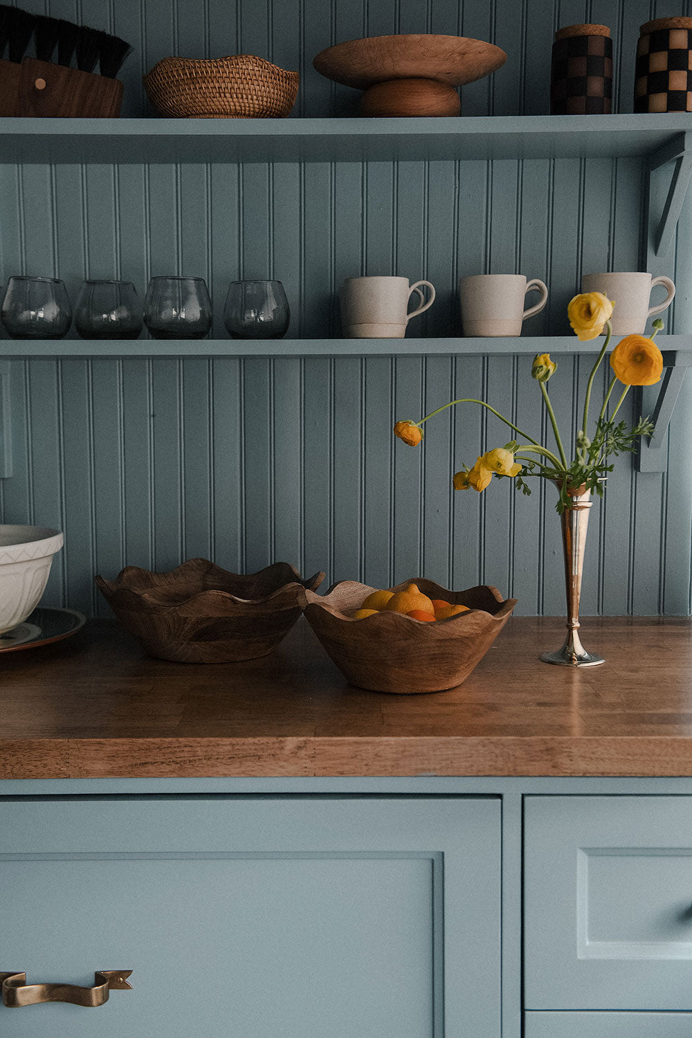 Scalloped Wooden Bowl