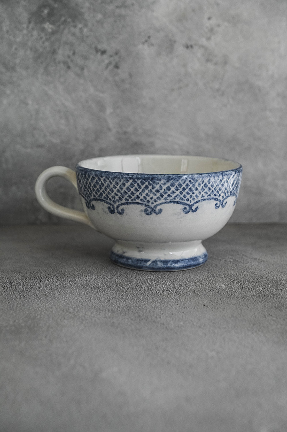 Hand-Painted Round Indigo Ceramic Mug